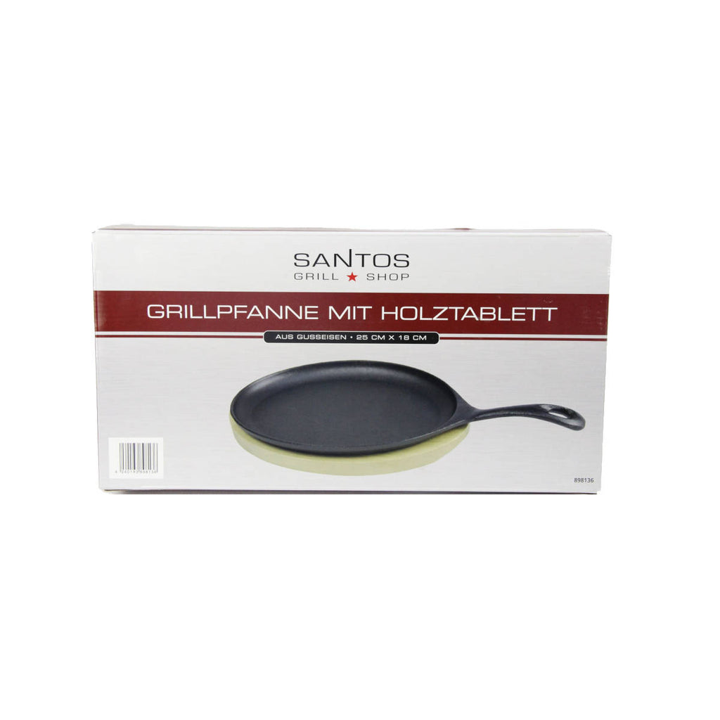 Montert støpejernspanne med brett 25x18 cm - SANTOS på grill