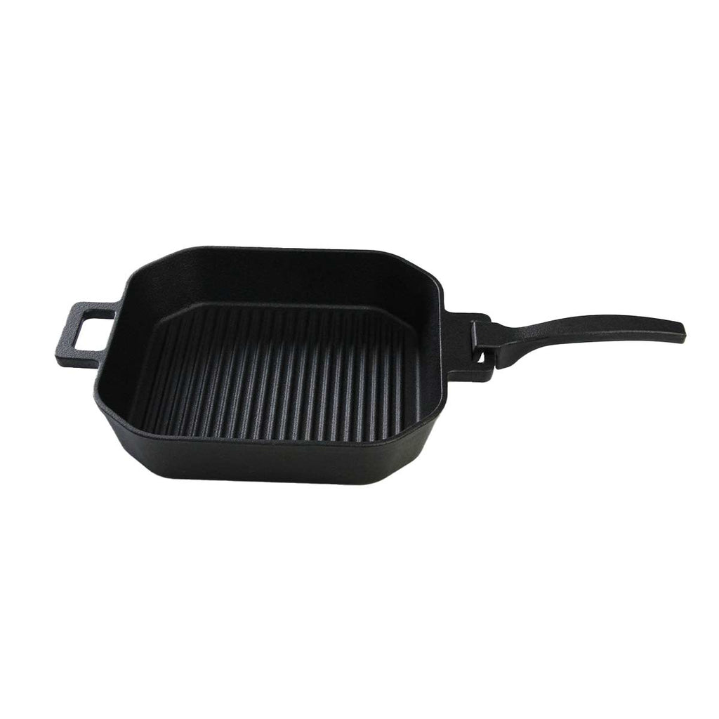 Montert Støpejernspanne med avtakbart håndtak 25x25 cm - SANTOS på grill