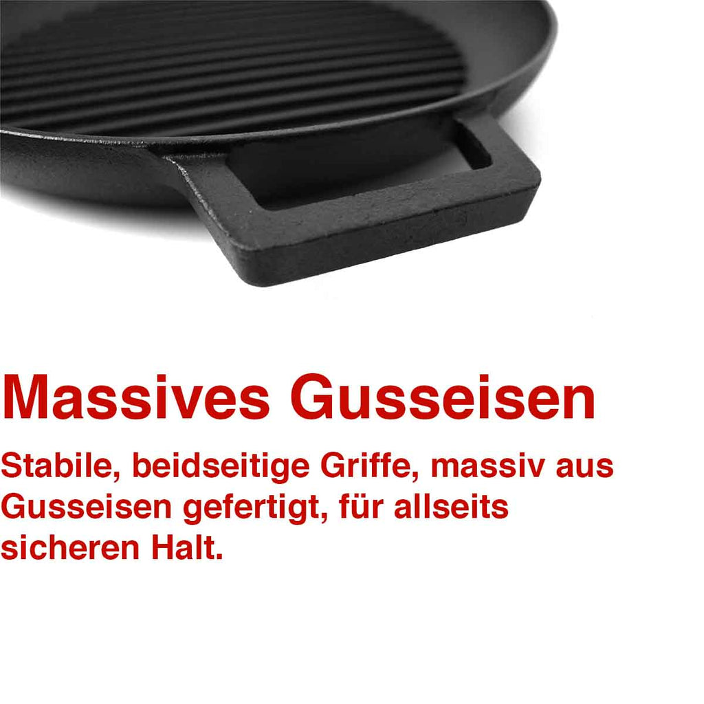 Støpejernspanne med riller 31 cm - SANTOS bakside