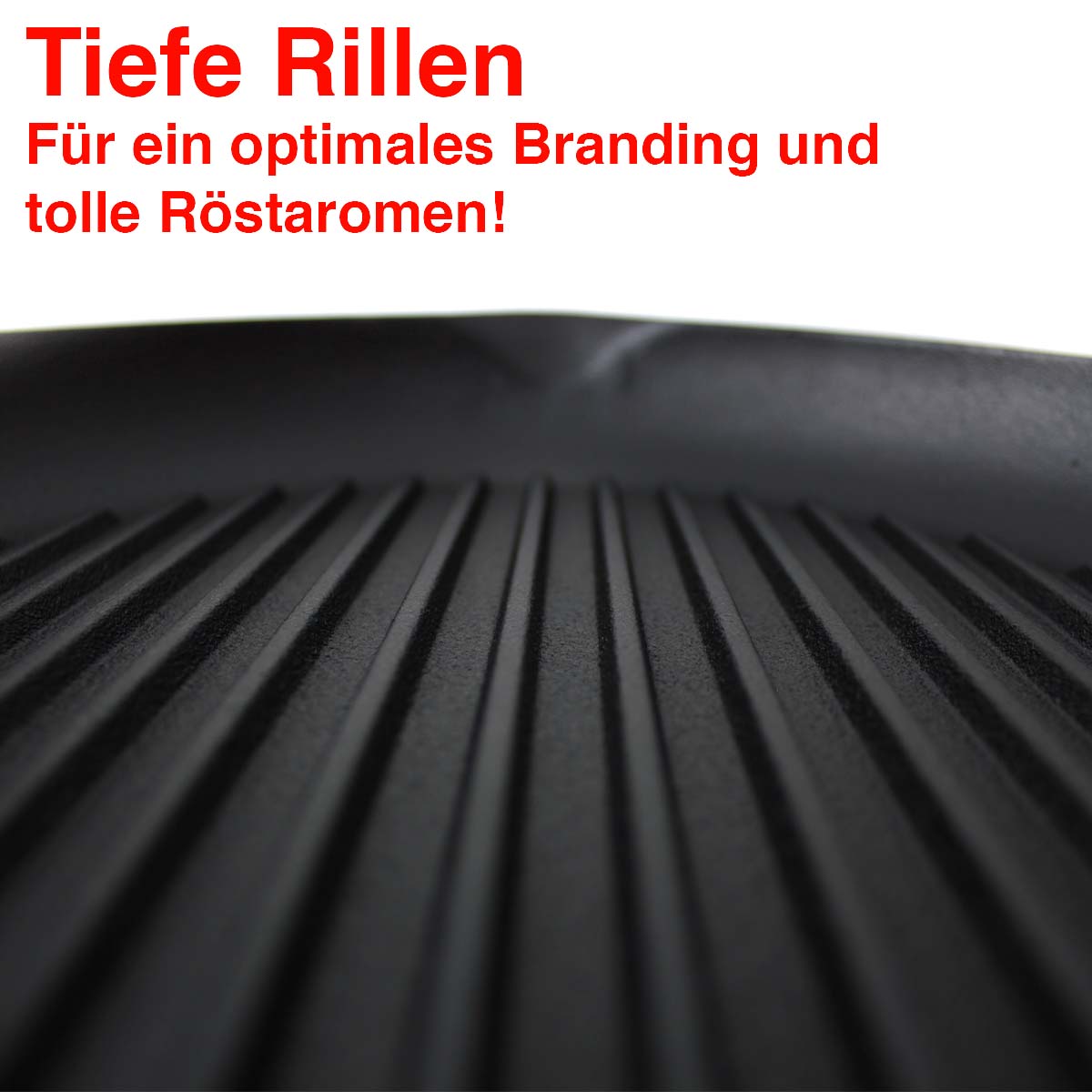 Detalj av rillete bunn på Støpejernspanne med riller 31 cm - SANTOS