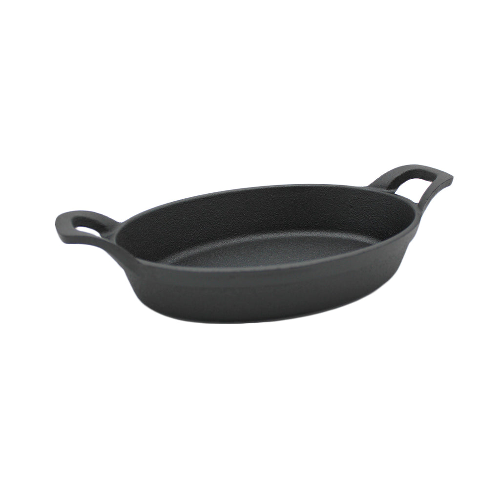 Støpejernspanne oval med 2 håndtak 22x15 cm - SANTOS forfra