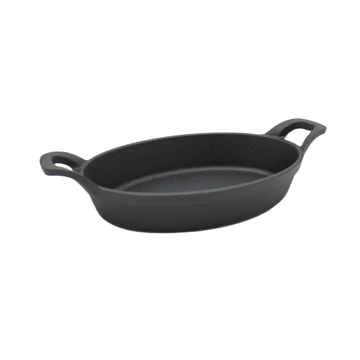 Støpejernspanne oval med 2 håndtak 22x15 cm - SANTOS forfra