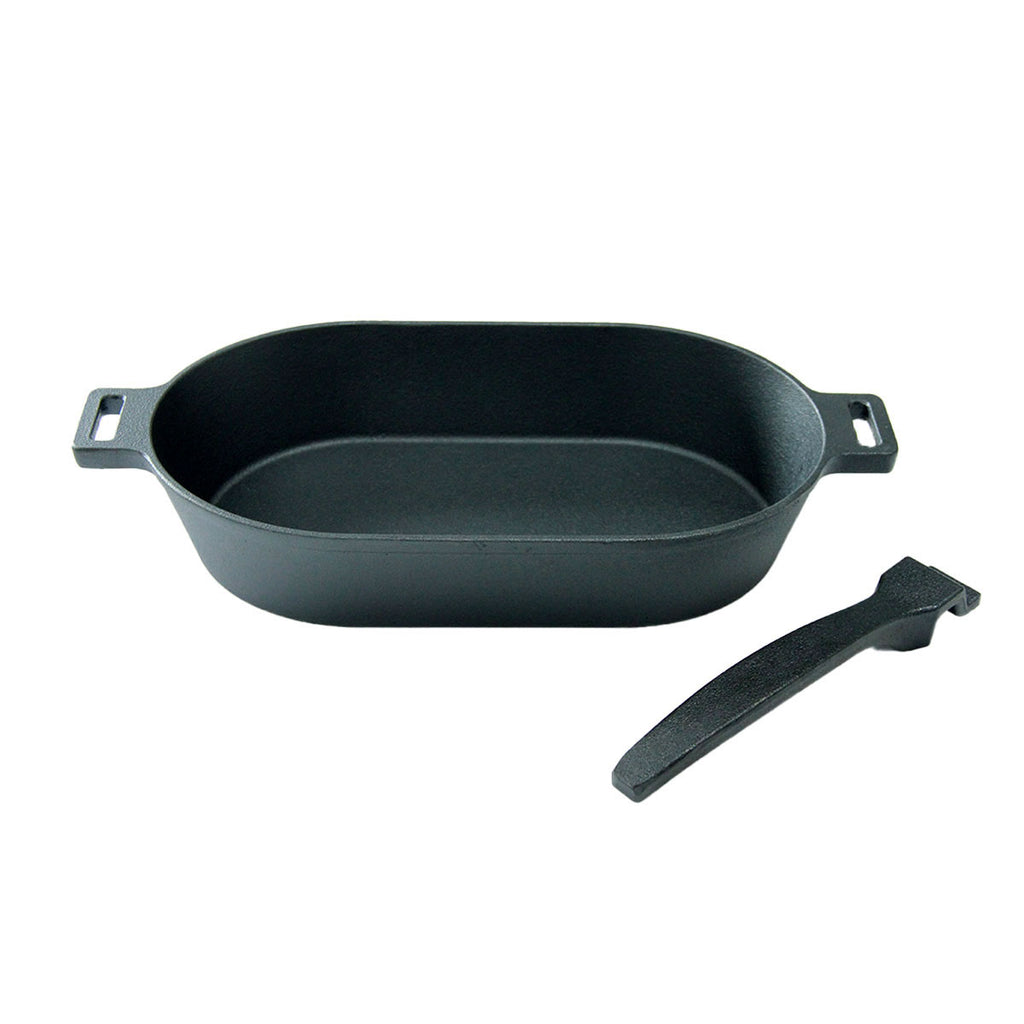 Støpejernspanne oval med avtakbart håndtak 36x19 cm - SANTOS bakside