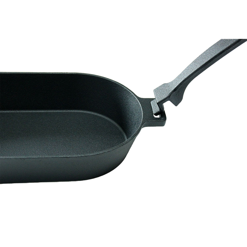 Støpejernspanne oval med avtakbart håndtak 36x19 cm - SANTOS med mat