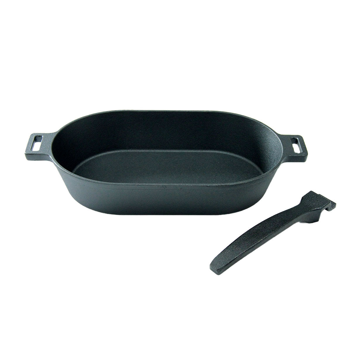 Støpejernspanne oval med avtakbart håndtak 36x19 cm - SANTOS bakside