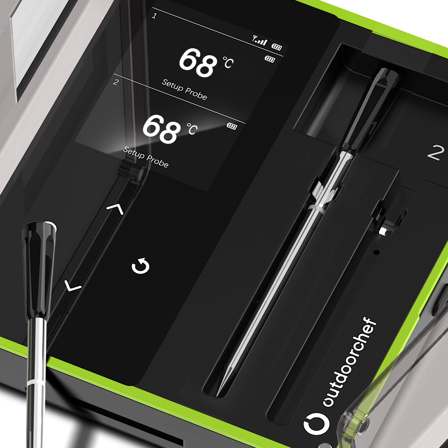 Montert trådløst steketermometer Easy Check Dual Bluetooth 2 sonder - Outdoorchef på grill