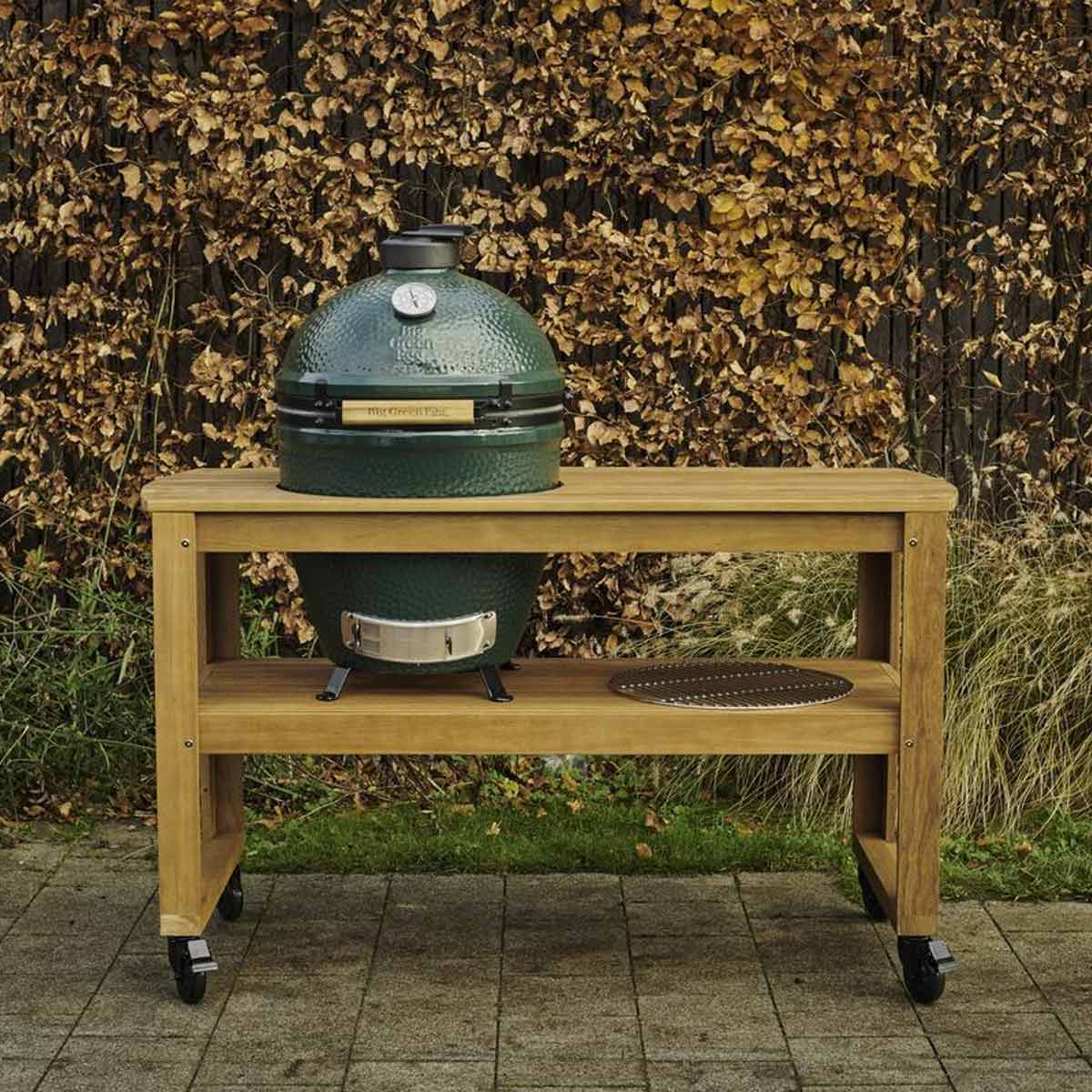 Trebord i eukalyptus for Large - Big Green Egg bakside og hylle
