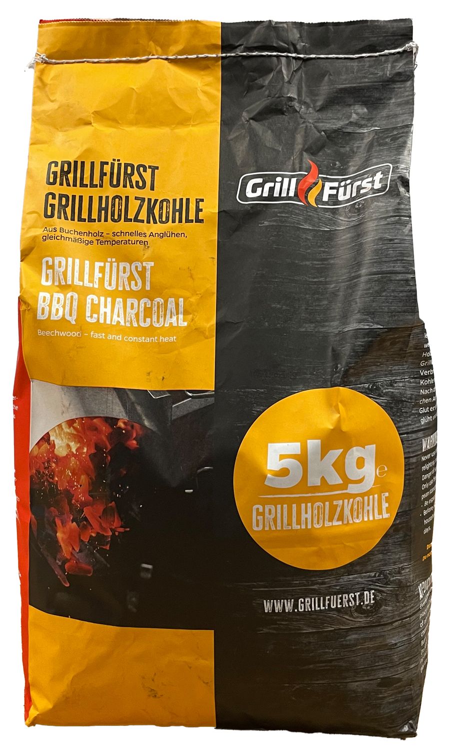 Trekull 5 kg 100% bøk fra Grillfürst forfra