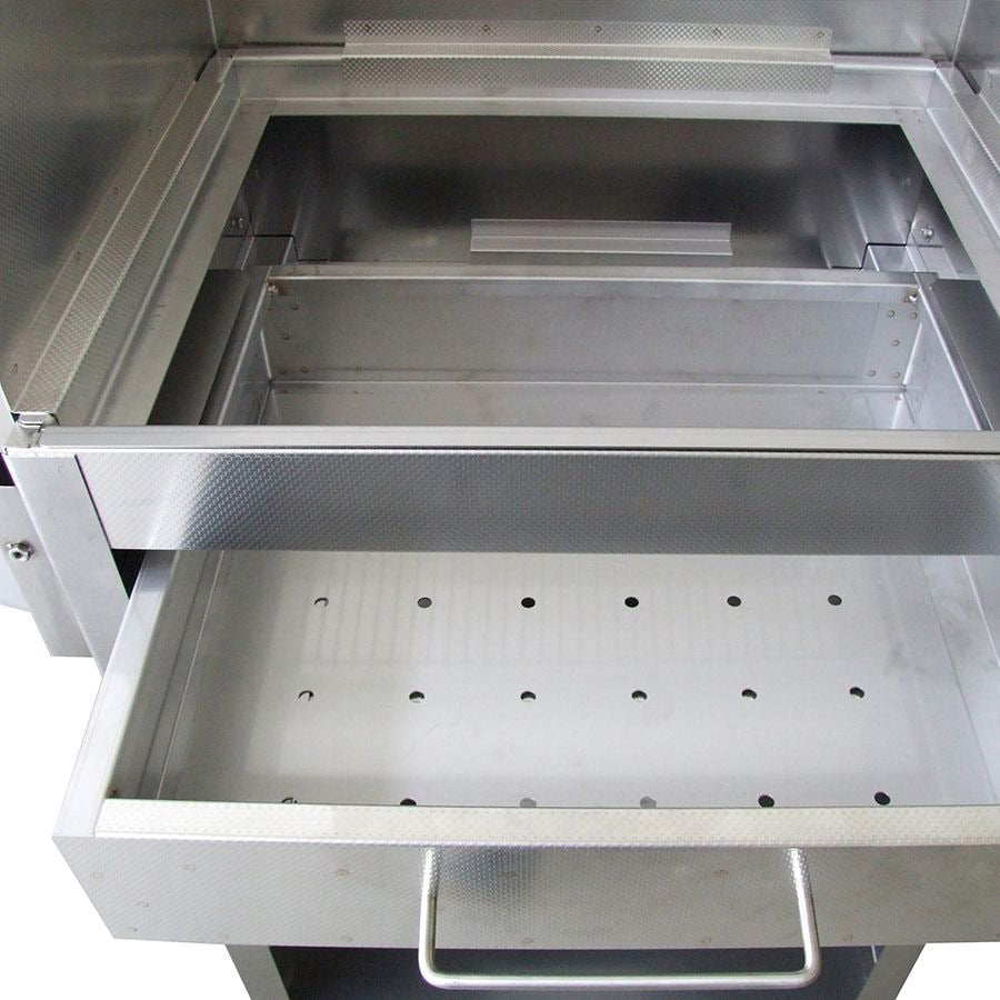 Trekullgrill Thüros III proff 48x60 cm rustfritt stål detalj
