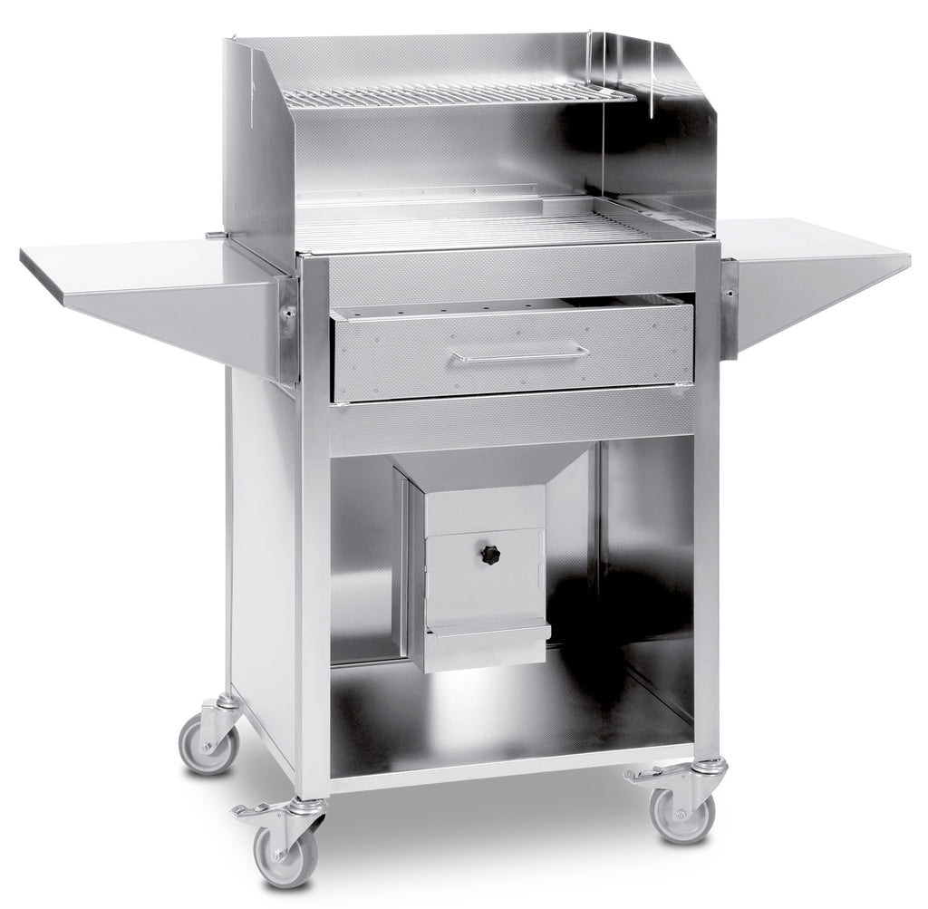 Trekullgrill Thüros III rustfritt stål 48x60 cm forfra