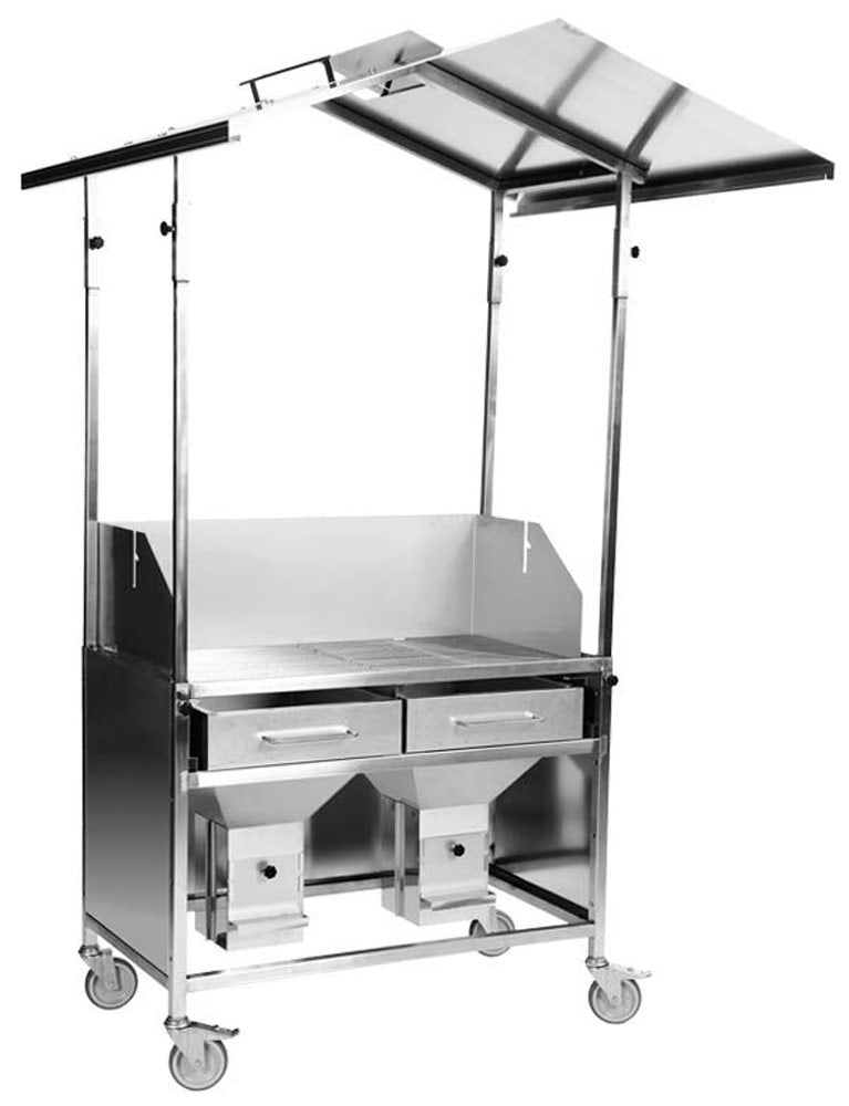 Trekullgrill Thüros IV med tak rustfritt stål 60x100 cm for profesjonell grilling