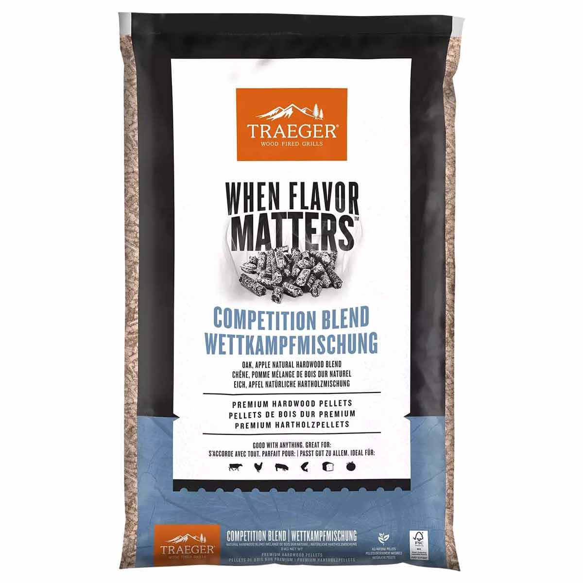 Trepellets Competition Blend 9 kg FSC - Traeger forfra