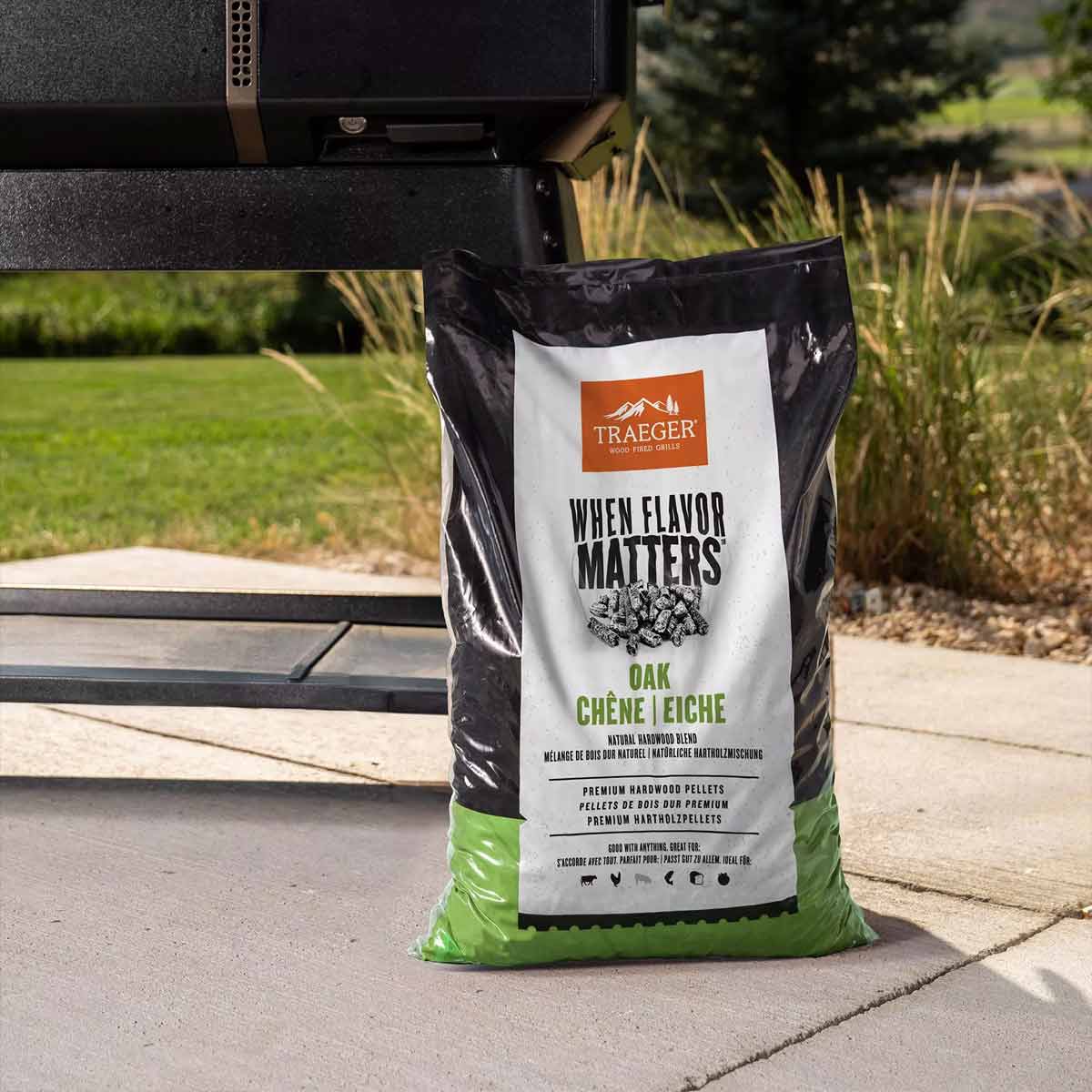 Trepellets eik 9 kg FSC - Traeger pakkedesign forfra