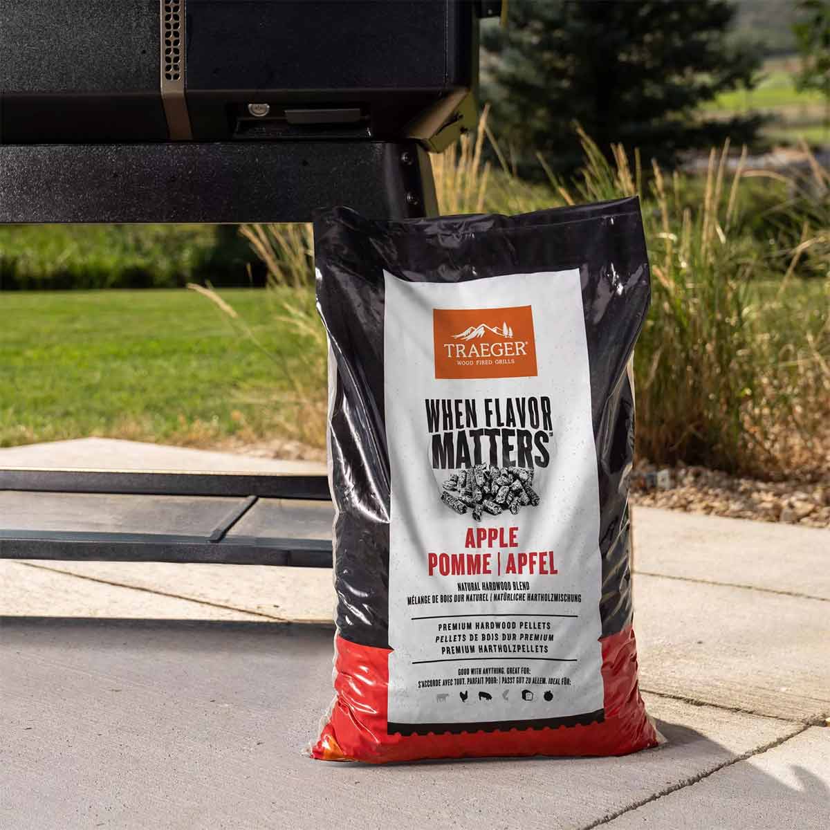 Trepellets eple 9 kg FSC - Traeger bakside med produktdetaljer