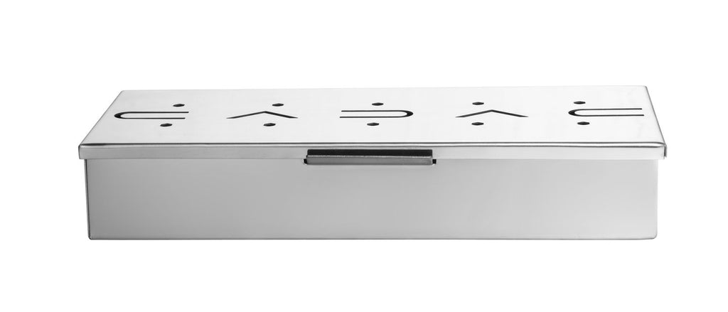 Universal røykboks rustfritt stål 23x9x4 cm - CADAC forfra