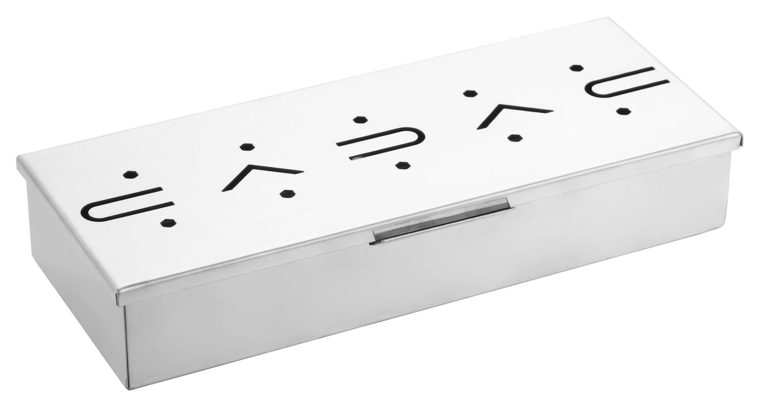 Universal røykboks rustfritt stål 23x9x4 cm - CADAC detalj av lufteåpninger