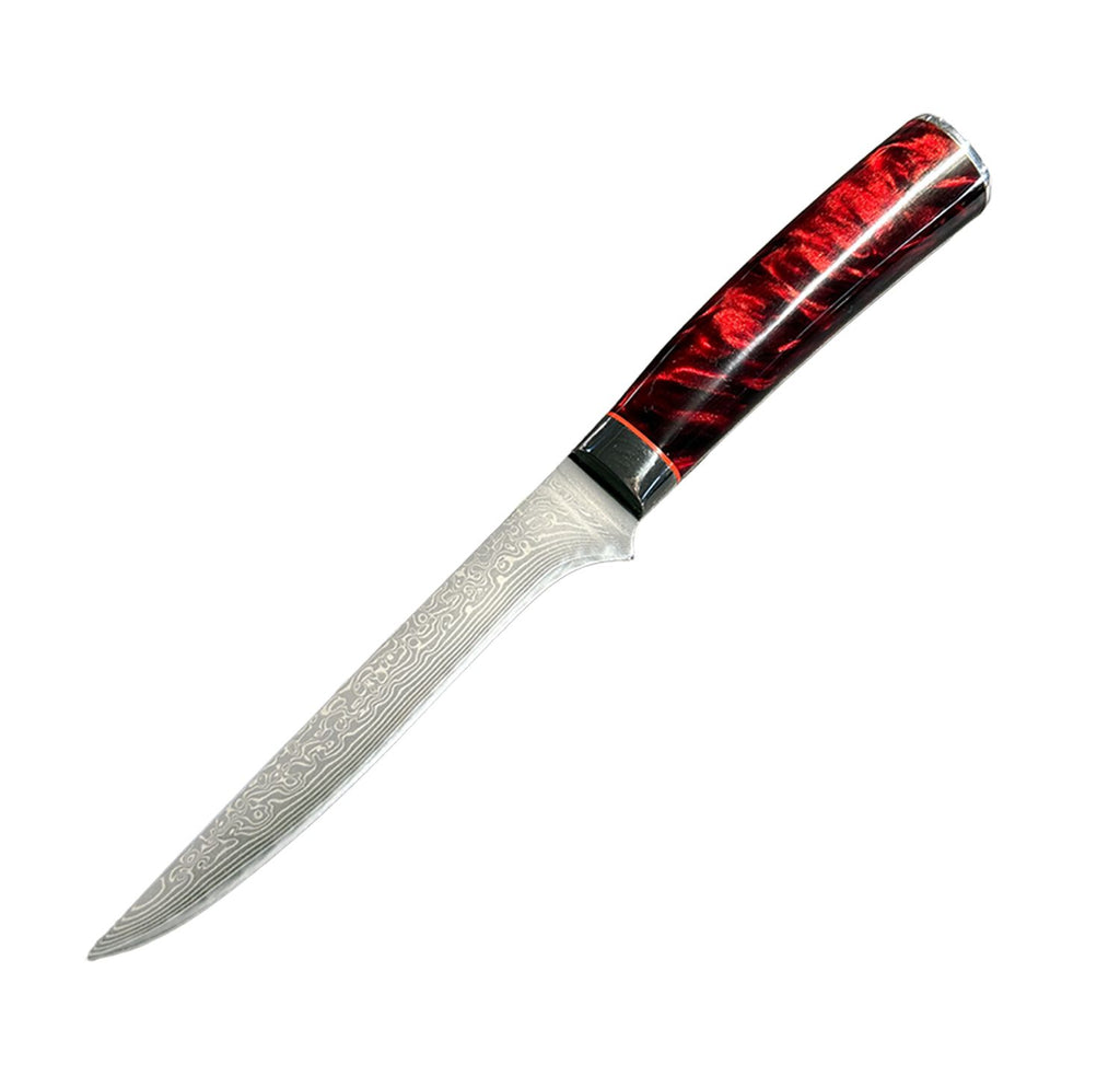 Utbeiningskniv i damaskusstål 15 cm blad Grillfürst forfra
