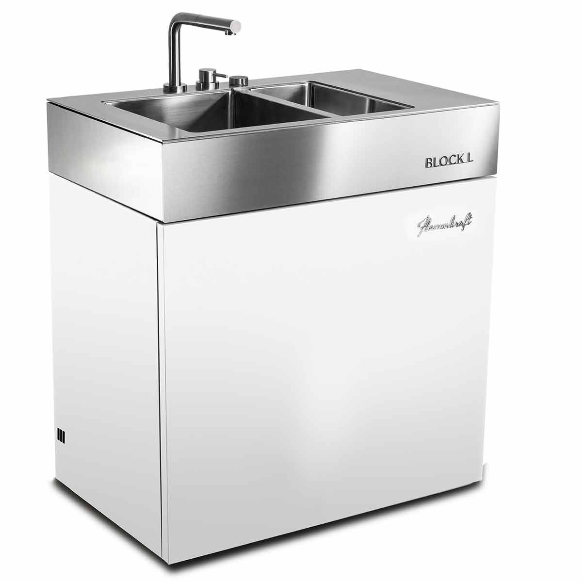 Utekjøkken Block L Gen. 5 elfenbenshvit montert ved grill