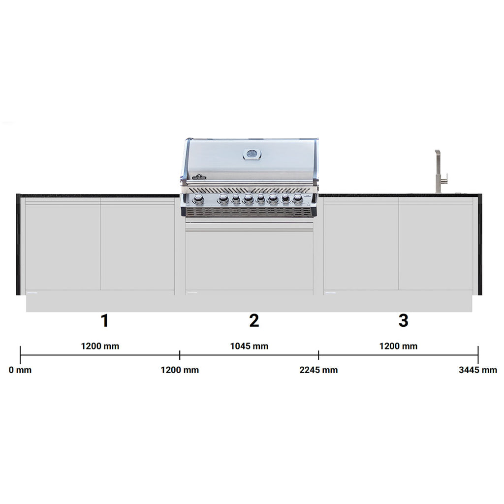 Detalj av Utekjøkken BURN Lux Dust med Napoleon Prestige 665