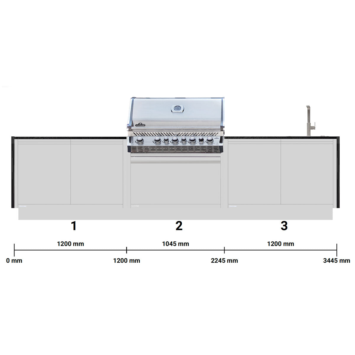 Detalj av Utekjøkken BURN Lux Dust med Napoleon Prestige 665