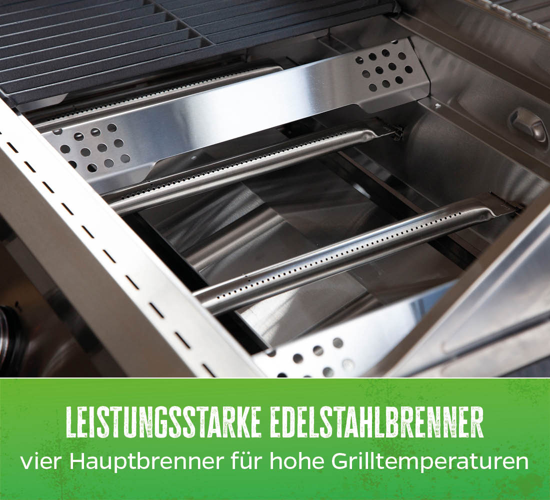 Utekjøkken med G401E innebygd grill 4 brennere betong arbeidsflate