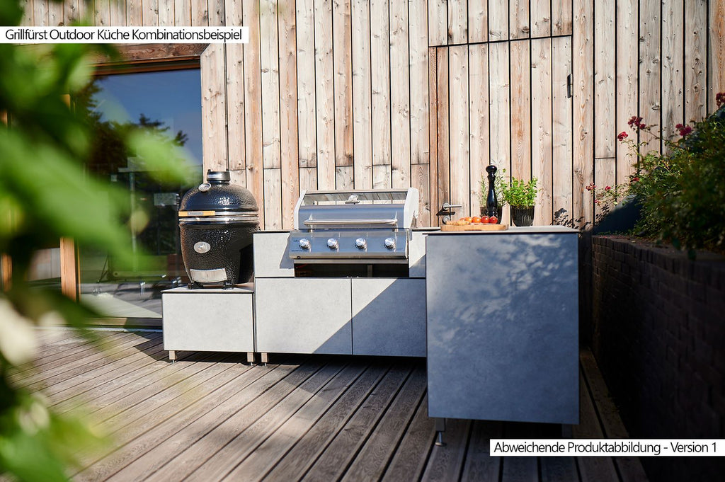 Detalj av betongdekor på Utekjøkken grillskap modul OKG130