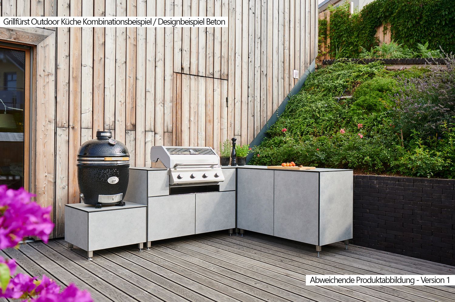 Sideprofil av Utekjøkken grillskap modul OKG130 eikdekor 130 cm