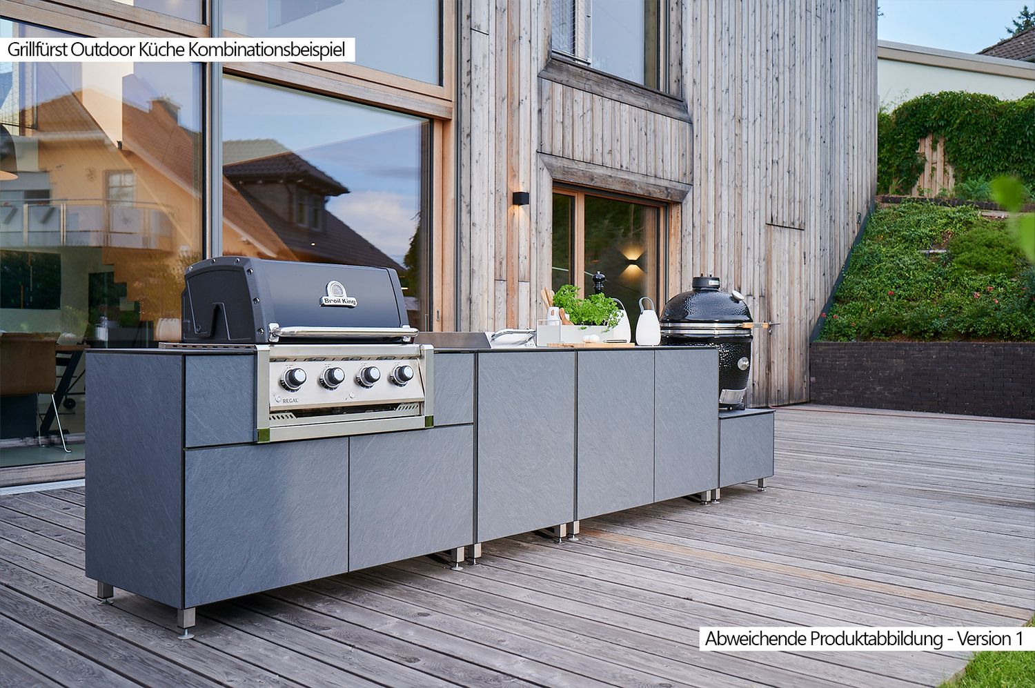 Detalj av skiferdekor på Utekjøkken grillskap modul OKG130