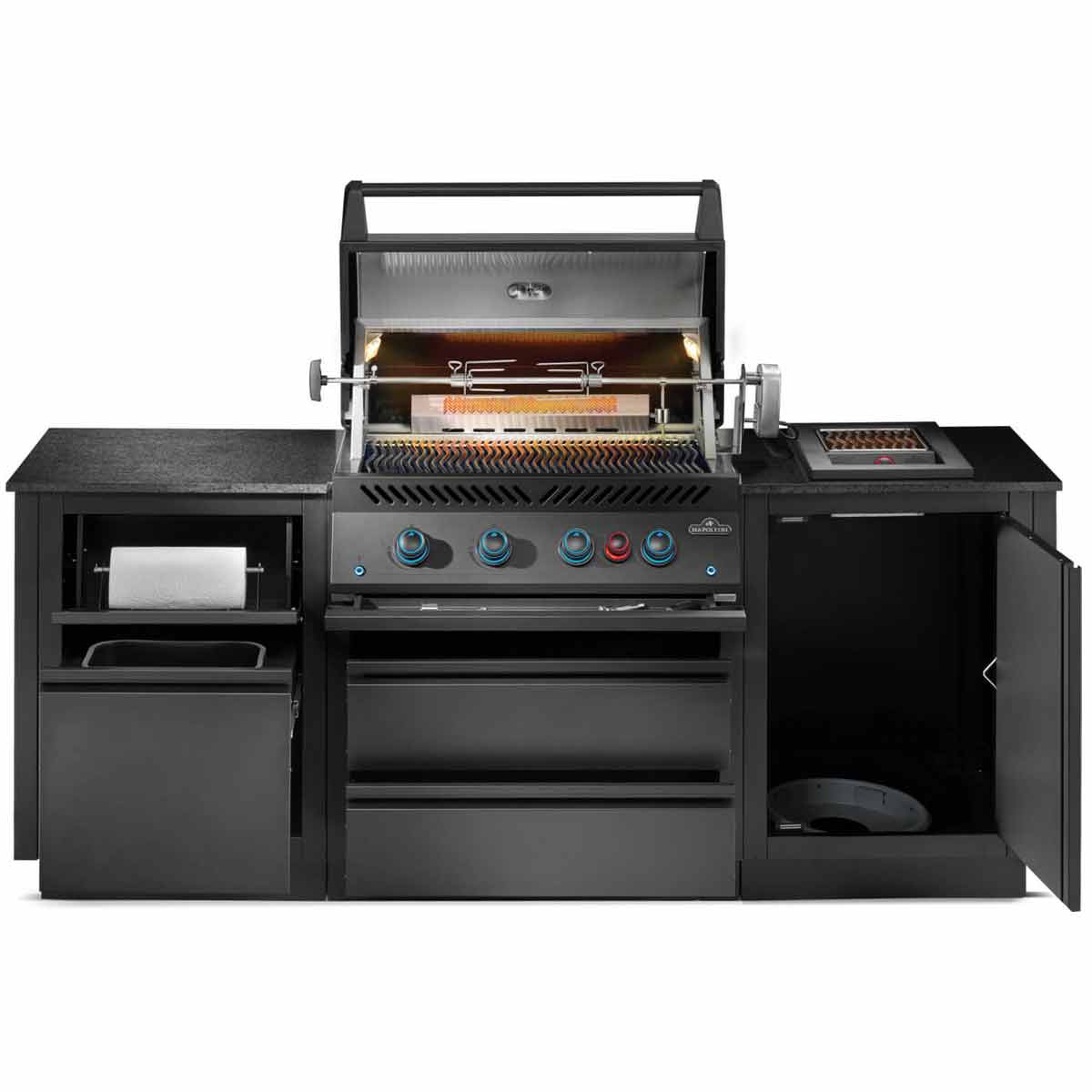 Montert Utekjøkken Oasis Compact 106 med innebygd grill BIG32 Sizzle Zone på terrasse