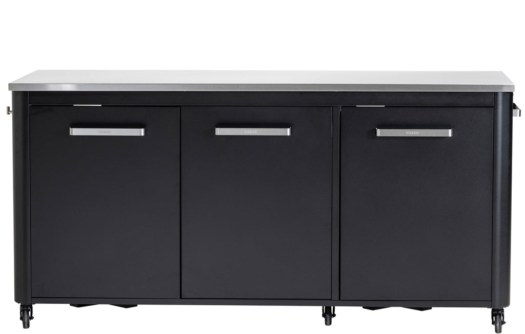 Utekjøkken skapmodul 3 dører rustfritt stål 180 cm - Cozze forfra