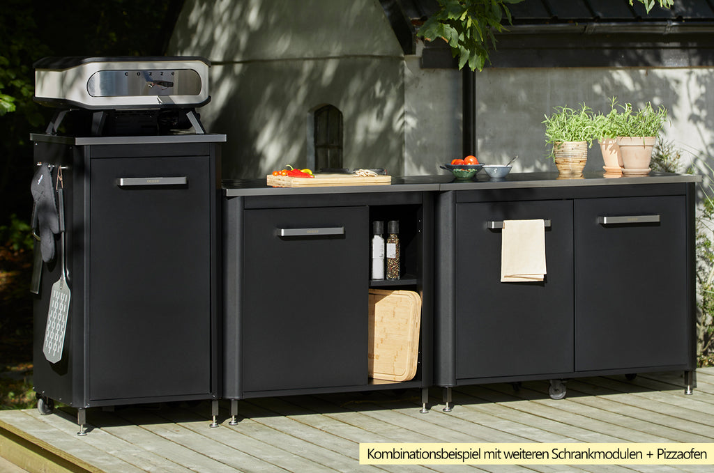 Detalj av benkeplate på Utekjøkken skapmodul 90 cm rustfritt stål Cozze