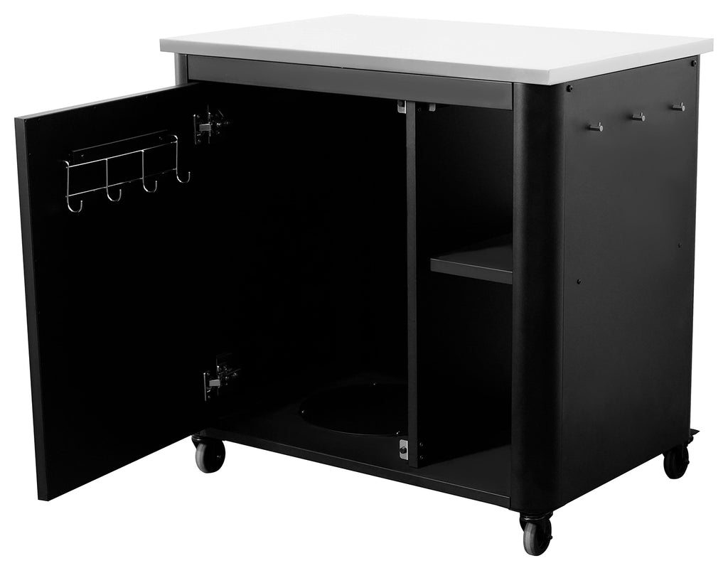 Utekjøkken skapmodul 90 cm rustfritt stål benkeplate Cozze montert utendørs