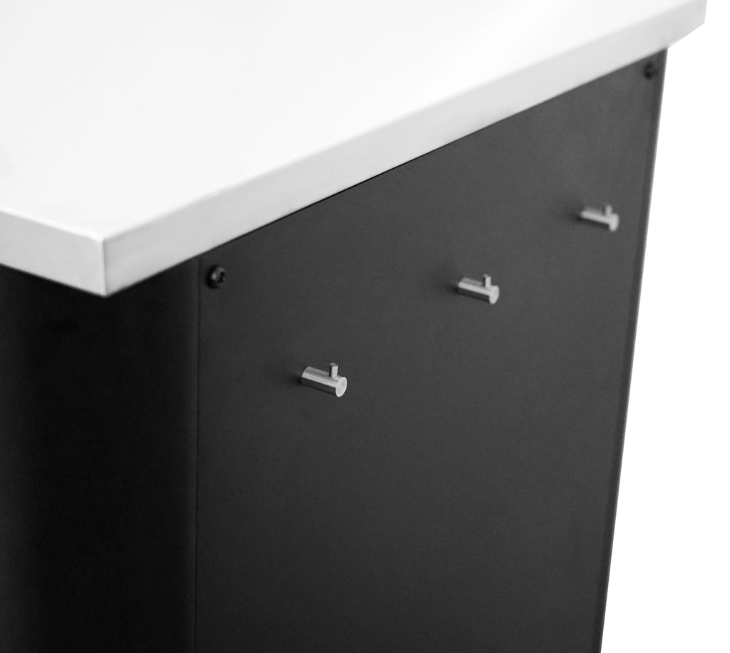 Sidevisning av Utekjøkken skapmodul 90 cm med vask rustfritt stål med bestikkholdere