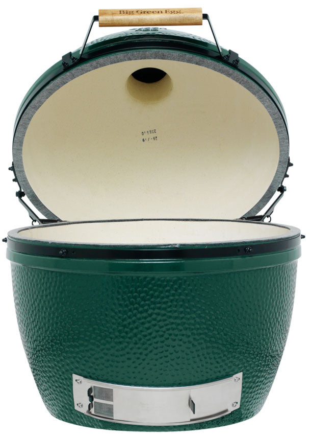 Detalj av lokk på Utekjokken XLarge keramisk grill 61 cm Big Green Egg