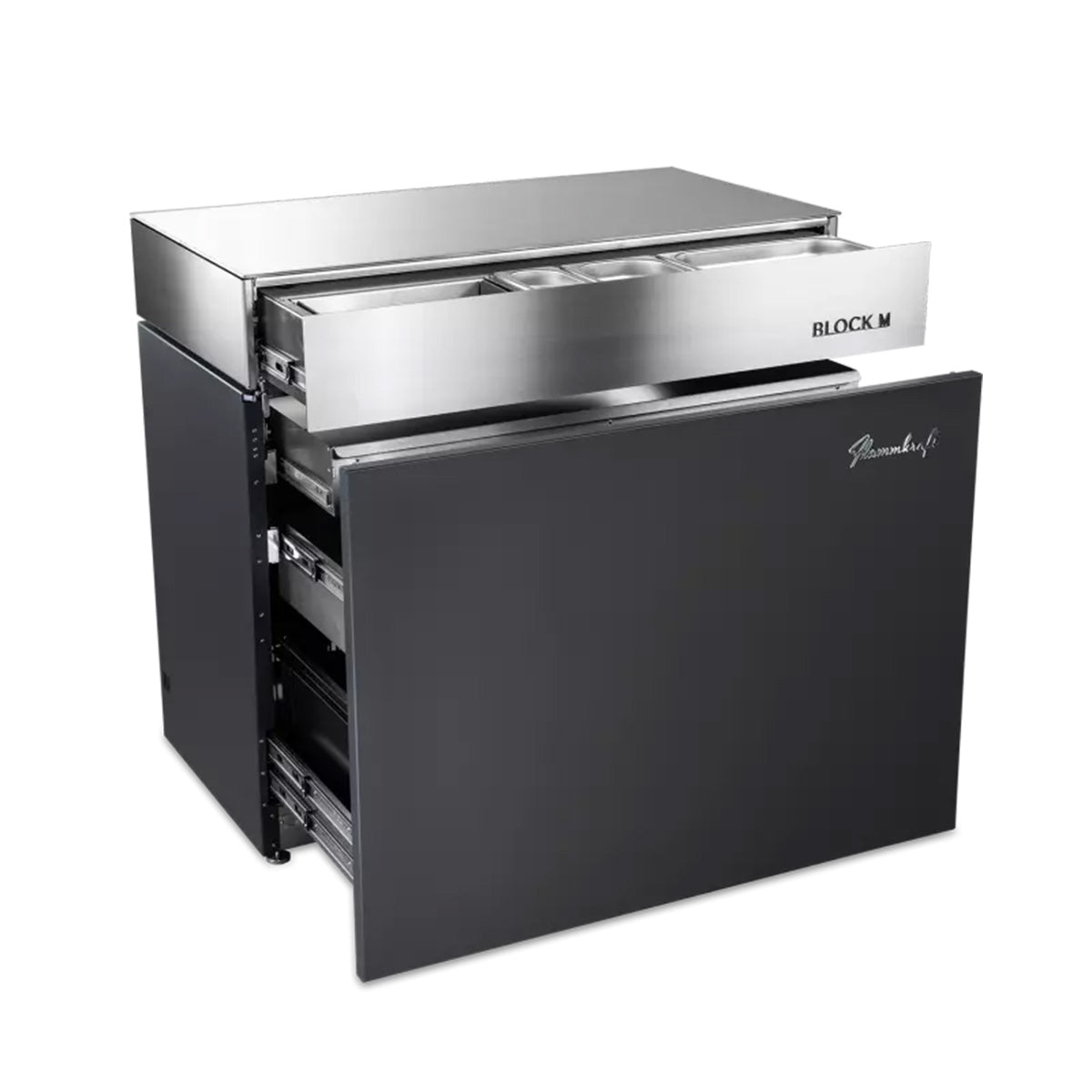 Detalj av skuffer på Utekjøkkenmodul Block M Gen. 5 Tiefumbra