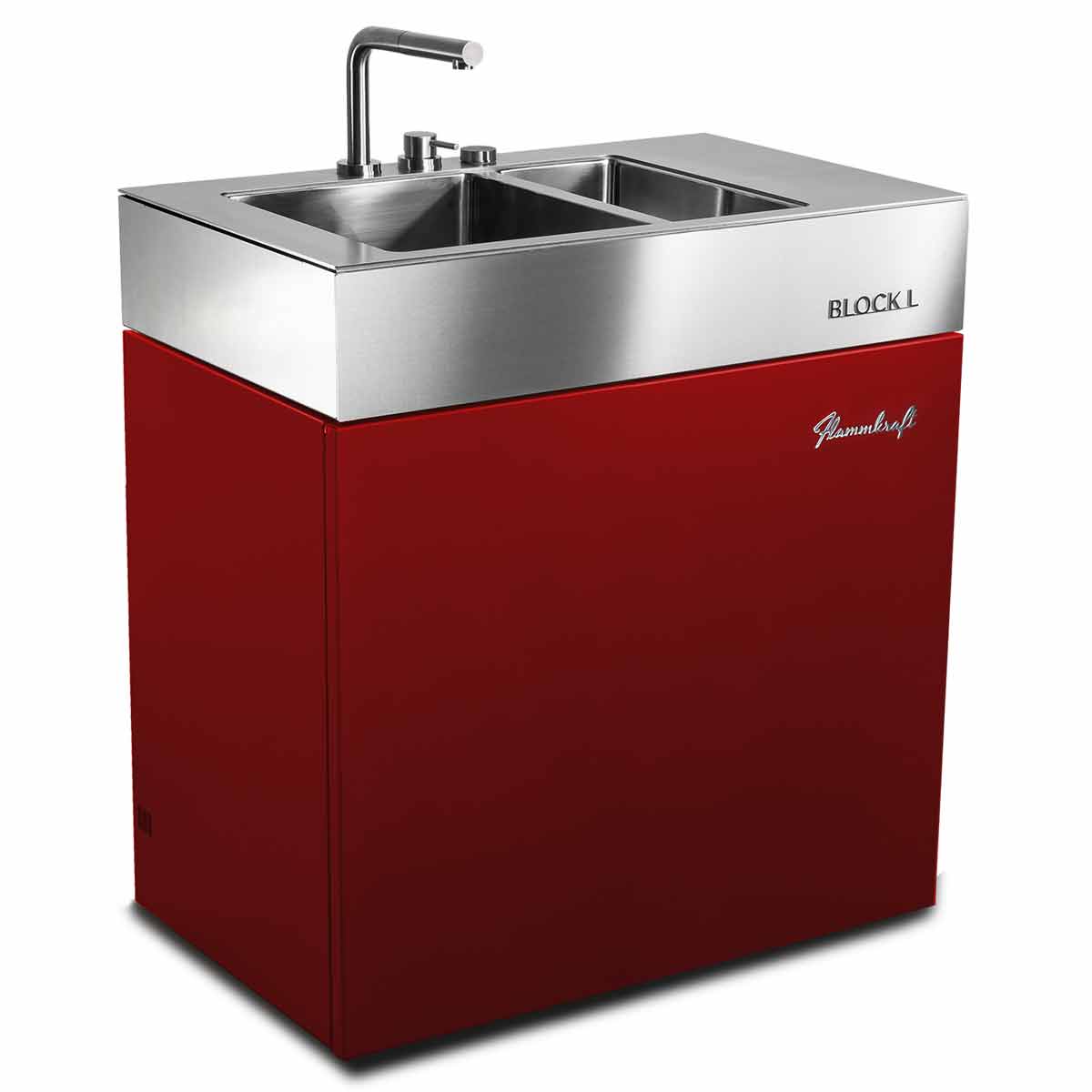 Montert vannkran på Utekjøkkenmodul Flammkraft Block L Gen. 5 rubin