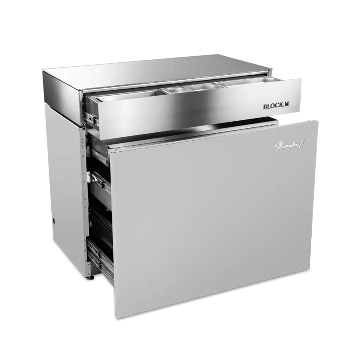 Utekjøkkenmodul Flammkraft Block M Gen. 5 lysegrå forfra