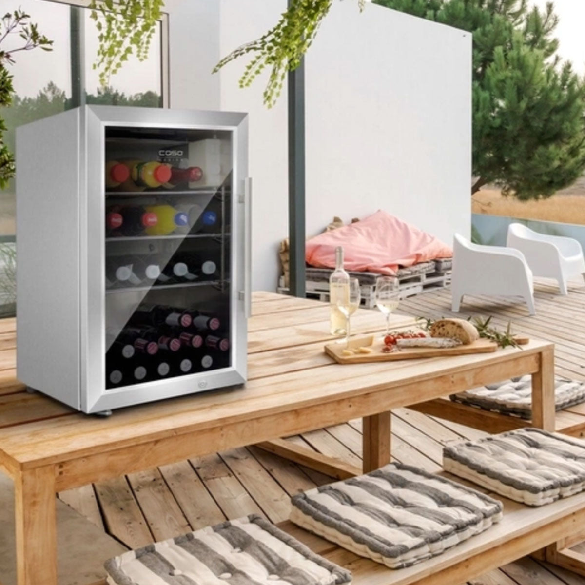Montert Utekjøleskap Barbecue Cooler 63L venstreslående - CASO i utendørskjøkken