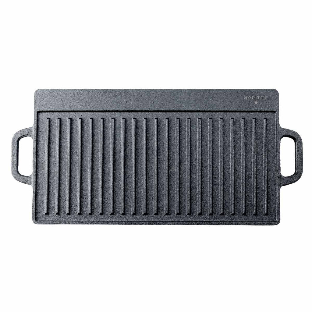 Vendbar grillplate støpejern 42,5 x 23 cm - SANTOS forfra