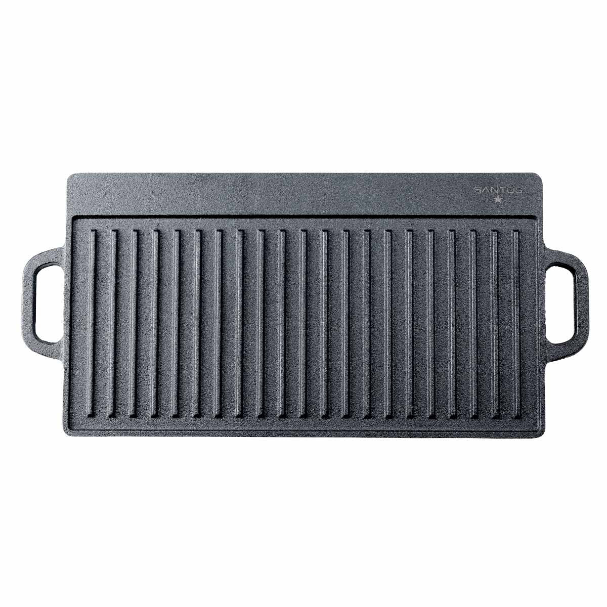 Vendbar grillplate støpejern 42,5 x 23 cm - SANTOS forfra