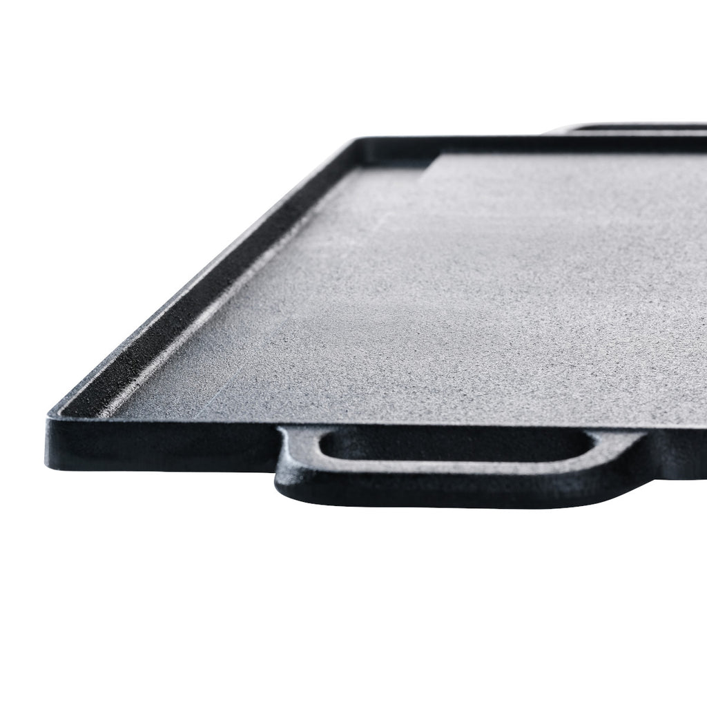 Nærbilde av riflet side på vendbar grillplate støpejern 42,5 x 23 cm - SANTOS