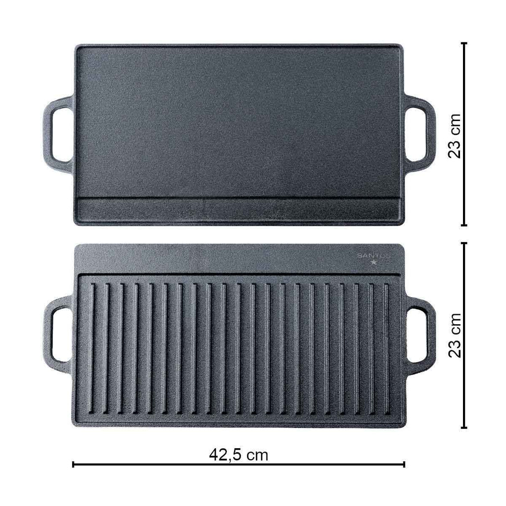 Nærbilde av glatt side på vendbar grillplate støpejern 42,5 x 23 cm - SANTOS