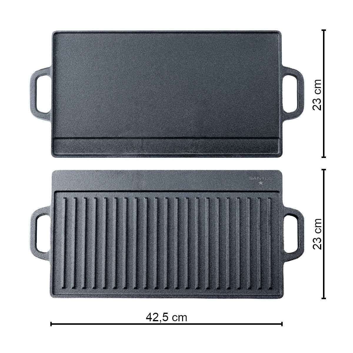 Nærbilde av glatt side på vendbar grillplate støpejern 42,5 x 23 cm - SANTOS