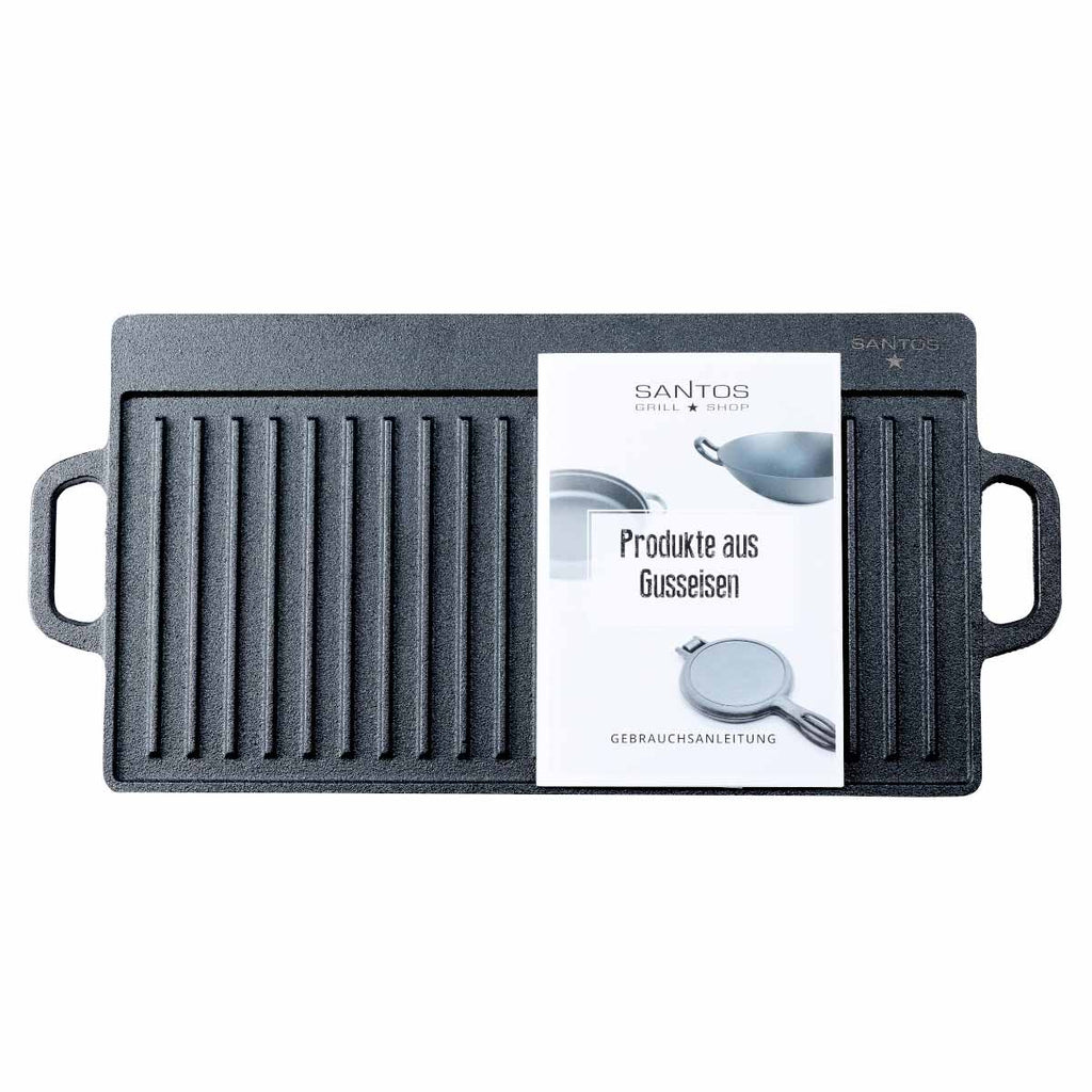 Vendbar grillplate støpejern 42,5 x 23 cm - SANTOS pakket