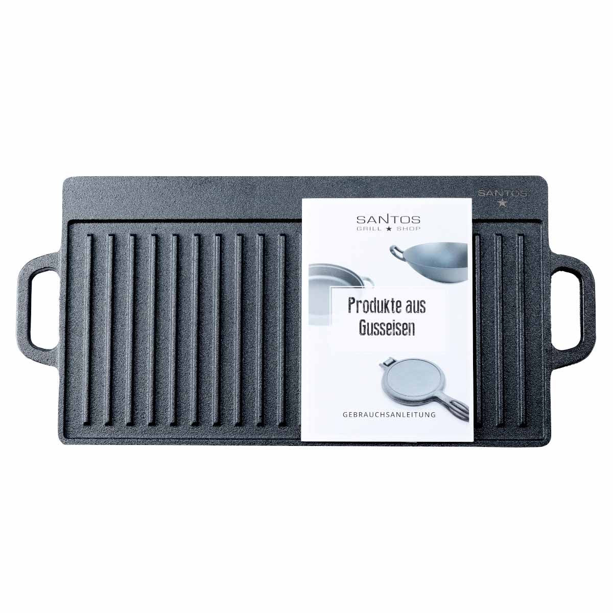 Vendbar grillplate støpejern 42,5 x 23 cm - SANTOS pakket
