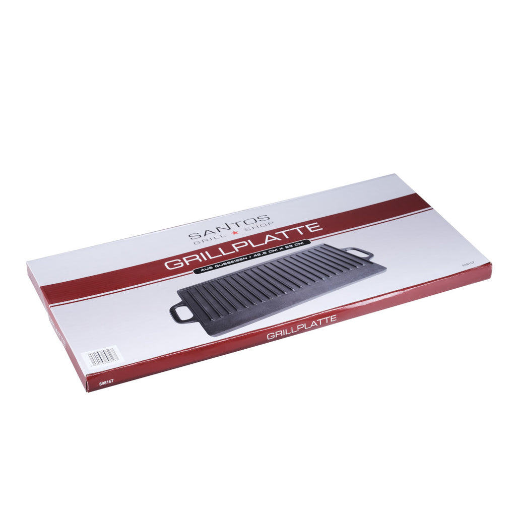Bruk av vendbar grillplate støpejern 42,5 x 23 cm - SANTOS på grill