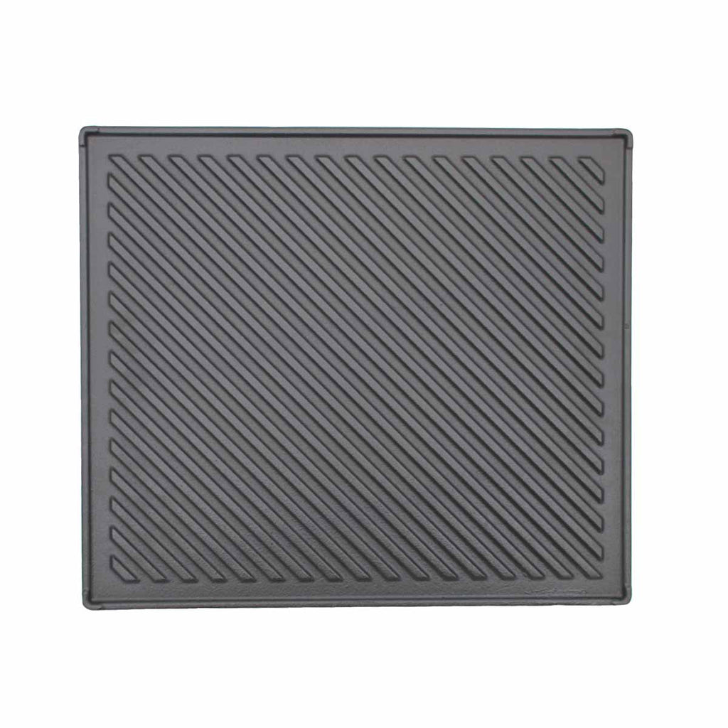Vendbar grillplate støpejern 43x37,5 cm S-Serie - SANTOS montert i grill