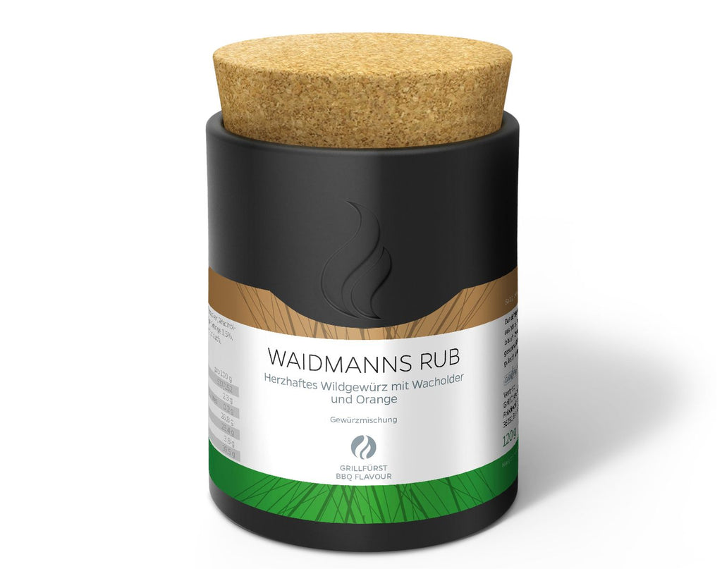 Waidmanns Rub viltkrydderblanding 120 g - Grillfürst forfra med keramikkboks