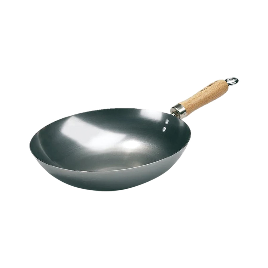 Wok 30 cm karbonstål for wokbrenner - Hot Wok forfra
