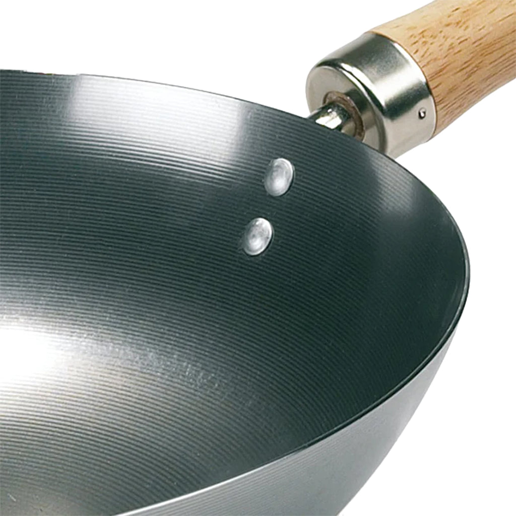 Wok 30 cm karbonstål for wokbrenner - Hot Wok bakside